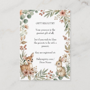 Carte D'accompagnement Liste de cadeaux de naissance Bois de Sage Vert