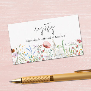 Carte D'accompagnement Liste de mariage Baby Shower de fleurs sauvages