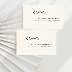 Carte D'accompagnement Liste de mariage minimal rétro noir argent de fami