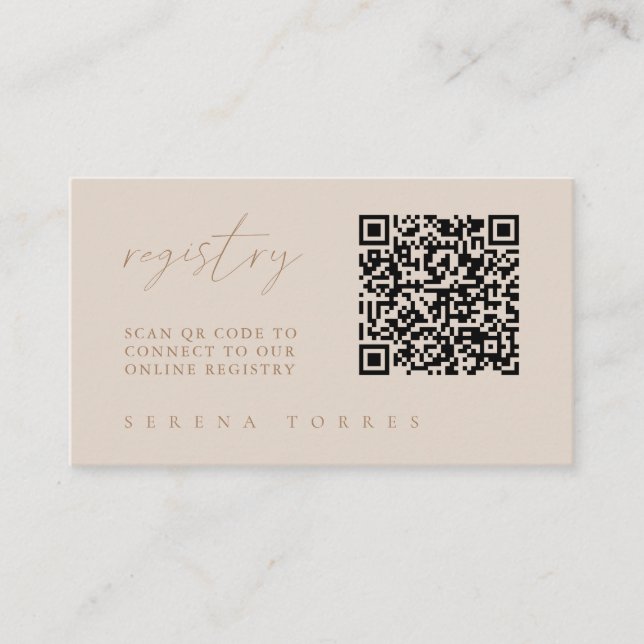 Carte D'accompagnement Liste de mariage moderne avec code QR (Devant)