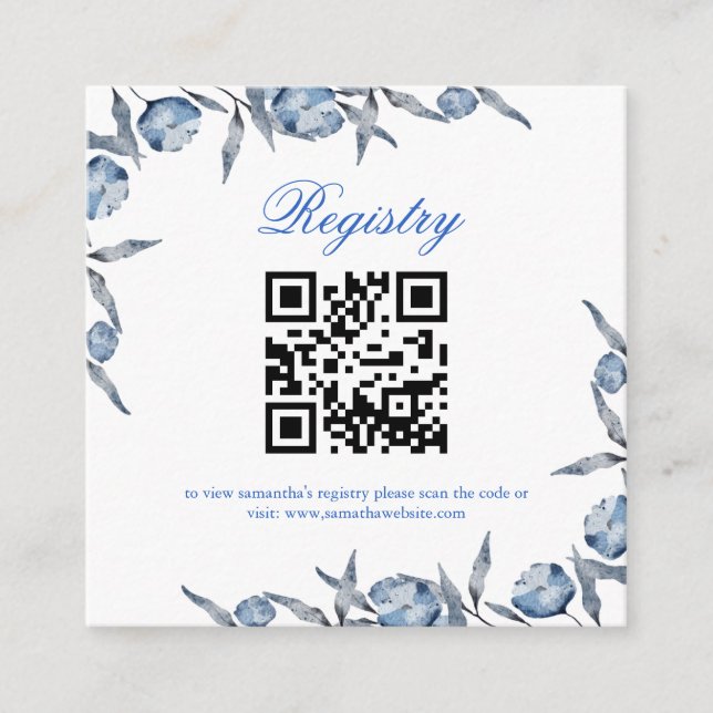 Carte D'accompagnement Liste de mariage ou de naissance Elegant Blue (Devant)