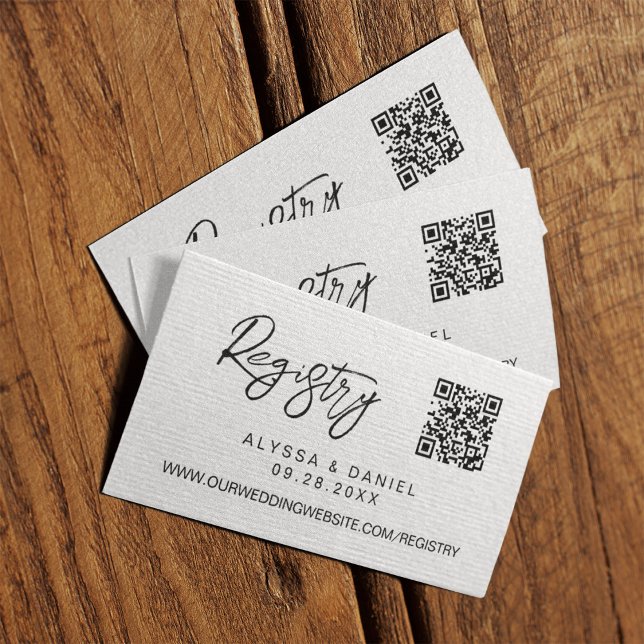 Carte D'accompagnement Liste de mariage personnalisée avec code QR Simple (Wedding registry QR code enclosure card.)