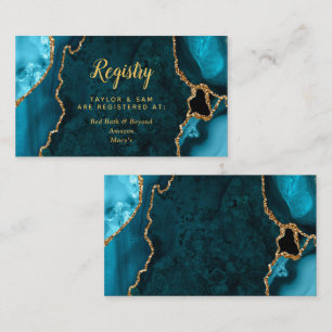 Carte D'accompagnement Liste de mariage Teal et Agate dorée