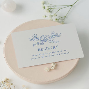Carte D'accompagnement Liste de naissance Baby Shower Ruban Botanique Ble