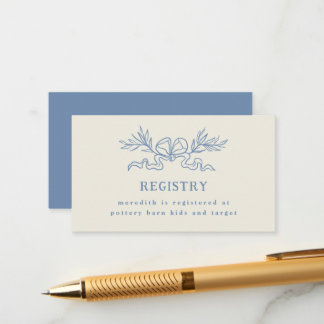 Carte D'accompagnement Liste de naissance Baby Shower Ruban Botanique Ble