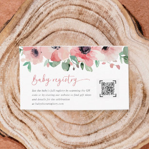 Carte D'accompagnement Liste de naissance pour une baby shower rose "Bloo