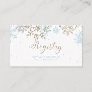 Carte D'accompagnement Liste de naissance Snowflake Bleu Or