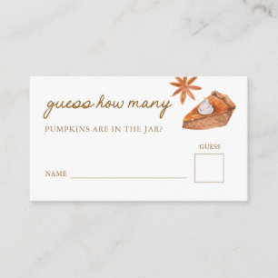 Carte D'accompagnement Little Cutie Pie Baby shower Devinez Combien De Je