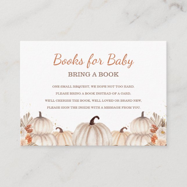 Carte D'accompagnement Little Pumpkin Books for Baby, Baby Shower  (Devant)