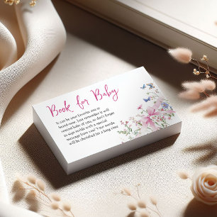 Carte D'accompagnement Livre à ruban floral rose Wildflower pour Baby Sho