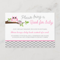 Livre de Baby shower Chevron gris Chouette rose