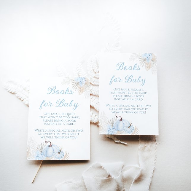 Carte D'accompagnement Livre de Baby shower d'automne du Citrouille bleu  (Créateur téléchargé)