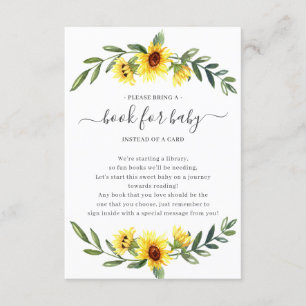 Carte D'accompagnement Livre de Baby shower de tournesol jaune pour bébé