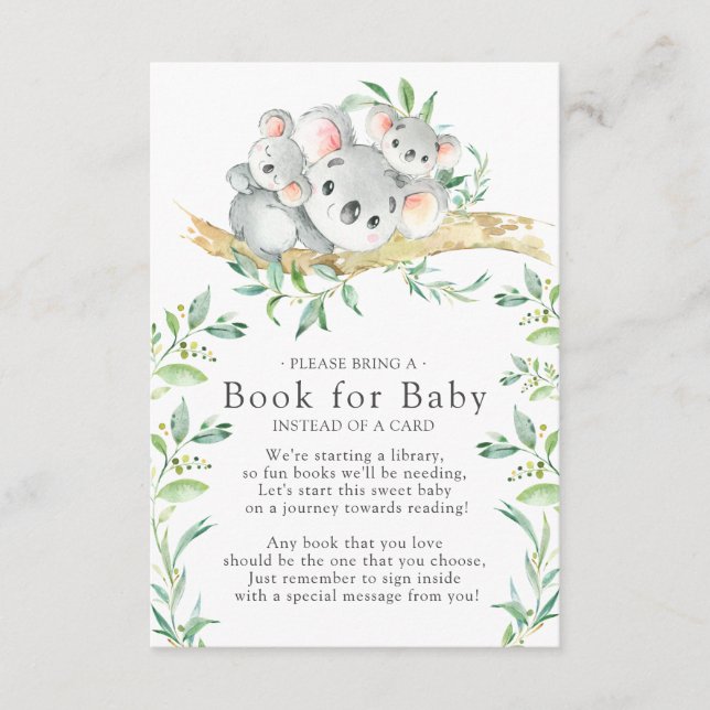 Carte D'accompagnement Livre de Baby shower Koala Bear Twins pour Baby Ca (Devant)