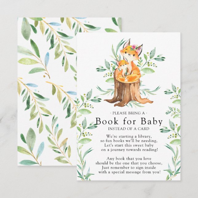 Carte D'accompagnement Livre de Baby shower Maman & Baby Fox pour Baby Ca (Devant / Derrière)