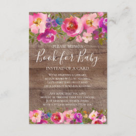 Carte D'accompagnement Livre de Baby showers floraux rose bois rustique p
