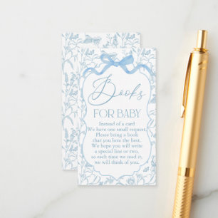 Carte D'accompagnement Livre de Garçon Baby shower Blue Bow