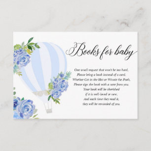 Carte D'accompagnement Livre de montgolfière florale bleu au lieu de cart