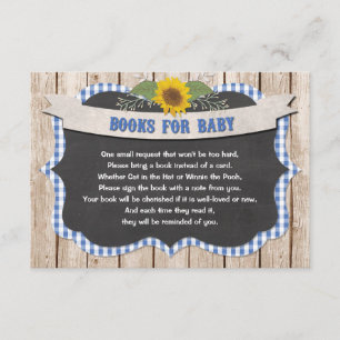 Carte D'accompagnement Livre de tournesols bleu en vichy jaune pour bébé