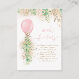 Carte D'accompagnement Livre fille ballon eucalyptus paillettes or pour b