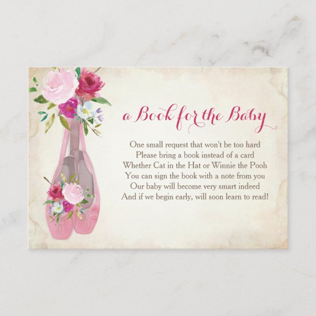 Carte D'accompagnement Livre Pour Le Bébé, Ballet Rose Insertion (Devant)