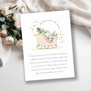 Carte D'accompagnement Livres à bascule d'hiver rose pour Baby shower