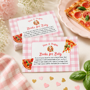 Carte D'accompagnement Livres à carreaux roses Pizza et Tétines Baby Show