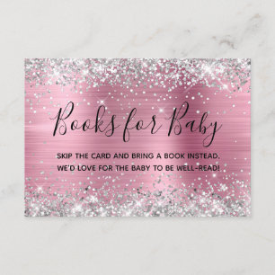 Carte D'accompagnement Livres à huile rose Parties scintillant argent pou