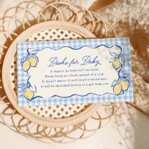 Carte D'accompagnement Livres à motifs Gingham Bleu Citron d'Amalfi pour