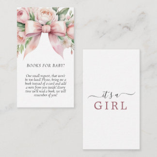 Carte D'accompagnement Livres à ruban rose pâle floral romantique pour bé