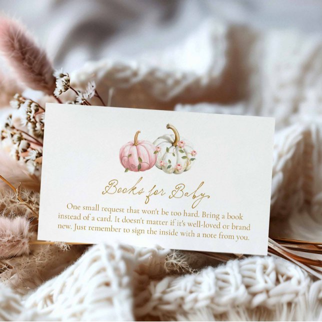 Carte D'accompagnement Livres à thème Chute Citrouille rose pour bébé (Pumpkin Autumn Girl Baby Shower Books for Baby)