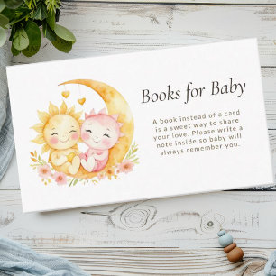 Carte D'accompagnement Livres aquarelle Soleil Lune Céleste pour Bébé