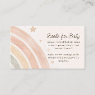 Carte D'accompagnement Livres Arc-en-Ciel Bohème pour Bébé Fête de Naissa