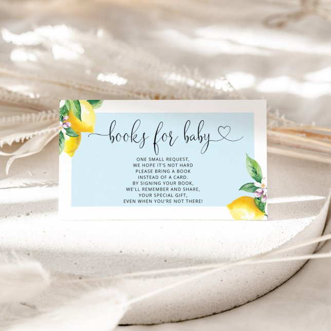 Carte D'accompagnement Livres au citron bleu aquarelle pour bébé (Créateur téléchargé)