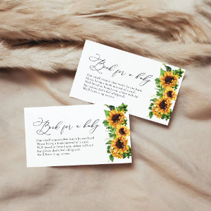 Carte D'accompagnement Livres Baby shower Tournesol Pour Voiture Boîtier