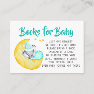Carte D'accompagnement Livres Baby showers éléphants pour bébé