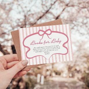 Carte D'accompagnement Livres Bébé Rose Pâle Fête de Naissance Bébé Élevé