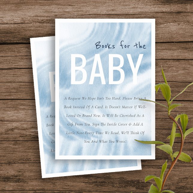 Carte D'accompagnement Livres Blue Watercolor Clouds Pour Le Baby shower (Créateur téléchargé)