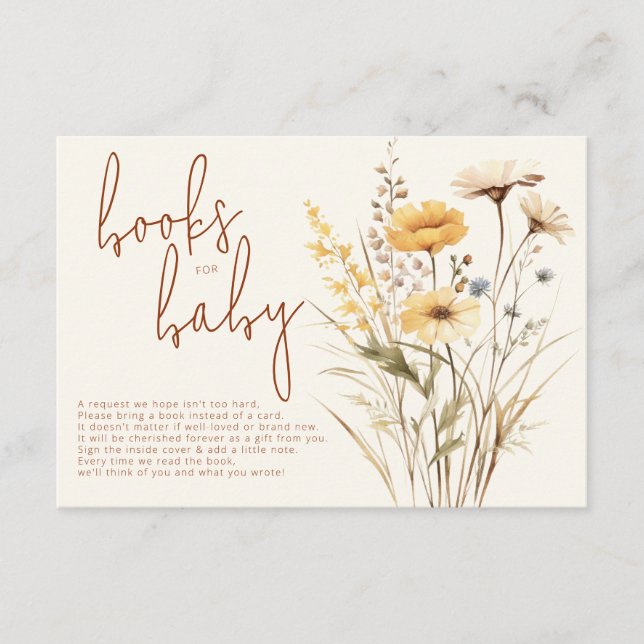 Carte D'accompagnement Livres Bohème Fleur Sauvage pour Bébé (Devant)