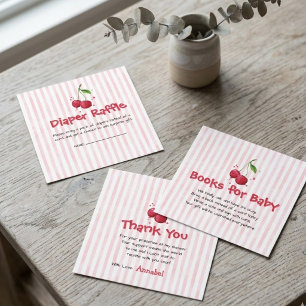 Carte D'accompagnement Livres Cerise Aquarelle Rose pour Bébé
