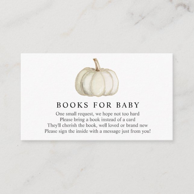 Carte D'accompagnement Livres Citrouilles blancs pour Baby insert card (Devant)