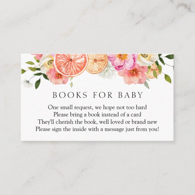 Carte D'accompagnement Livres Citrus Pink Flowers pour bébé (Devant)