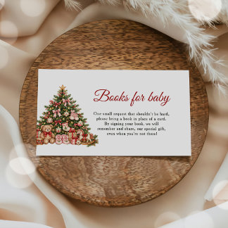 Carte D'accompagnement Livres d'Arbre de Noël pour Bébé Baby Shower