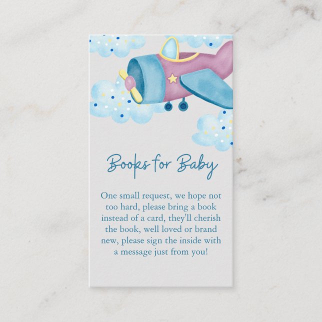 Carte D'accompagnement Livres d'avion pour bébé en bleu violet (Devant)