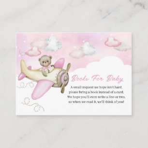 Carte D'accompagnement Livres d'avion pour bébé en Teddy Pink clair