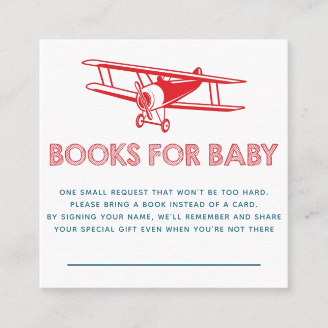 Carte D'accompagnement Livres d'avion pour le bébé (Devant)
