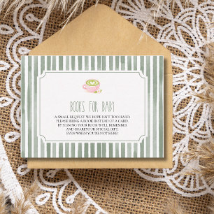 Carte D'accompagnement Livres de Baby Shower au matcha sauge vintage pour