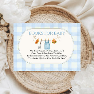 Carte D'accompagnement Livres de Baby Shower Baby-Q Blue Gingham pour Béb