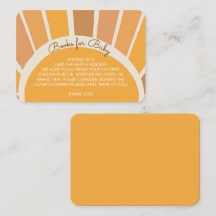 Carte D'accompagnement Livres de Baby Shower Bohème Petit rayon de Soleil