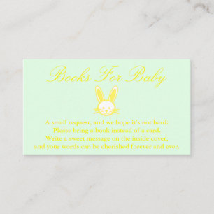 Carte D'accompagnement Livres De Baby shower Bunny Jaune Pour Baby Card